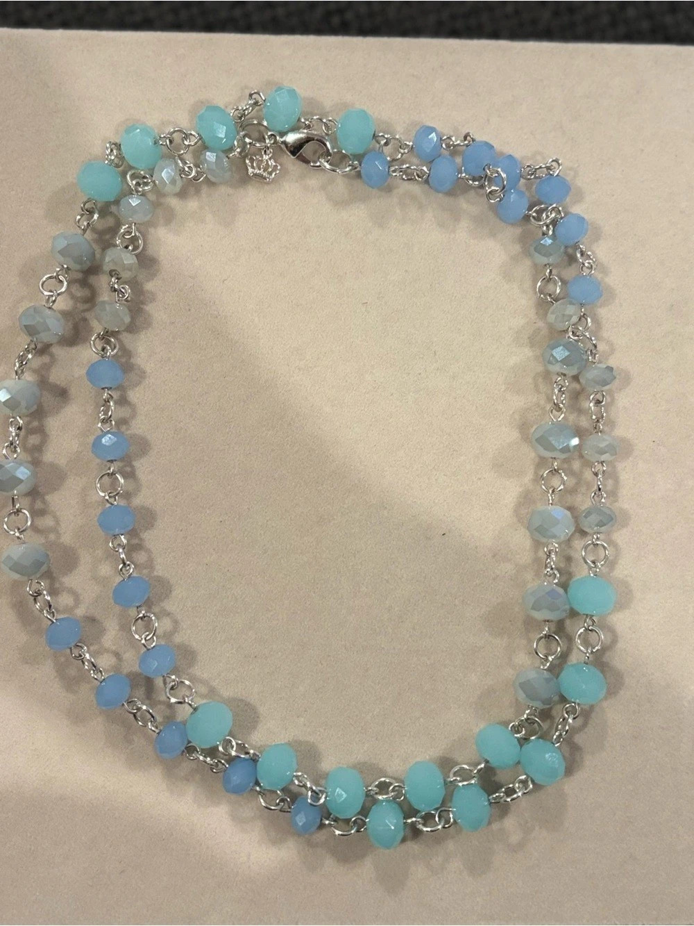 Blue Beaded Link Necklace